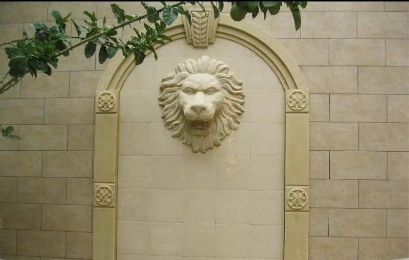 Sandstone Lion's Head Spout Sandstone Fountain Fountain Garden Landscape Sculpture Landscape Wall Fountain Flowing Water Spout Modeling Sculpture