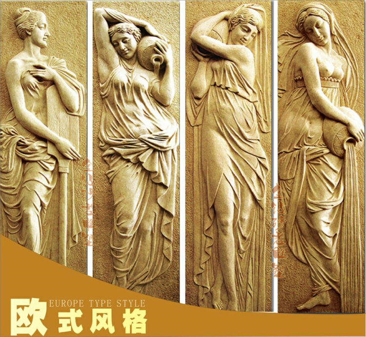 Sandstone relief mural figure relief European bathing figure bathing bath female figure background wall relief wall decoration sandstone painting
