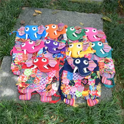 National style fabric colorful large elephant backpack children's schoolbag leisure simple all shoulder backpack