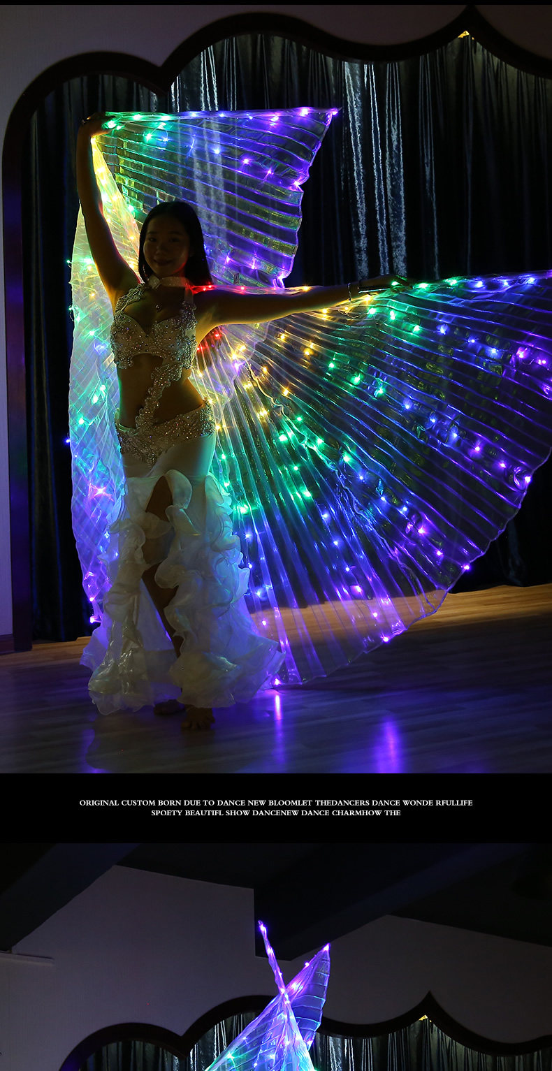 Rainbow Led Belly Dance Isis Wing Dance Props Light Up Cape [8815114416