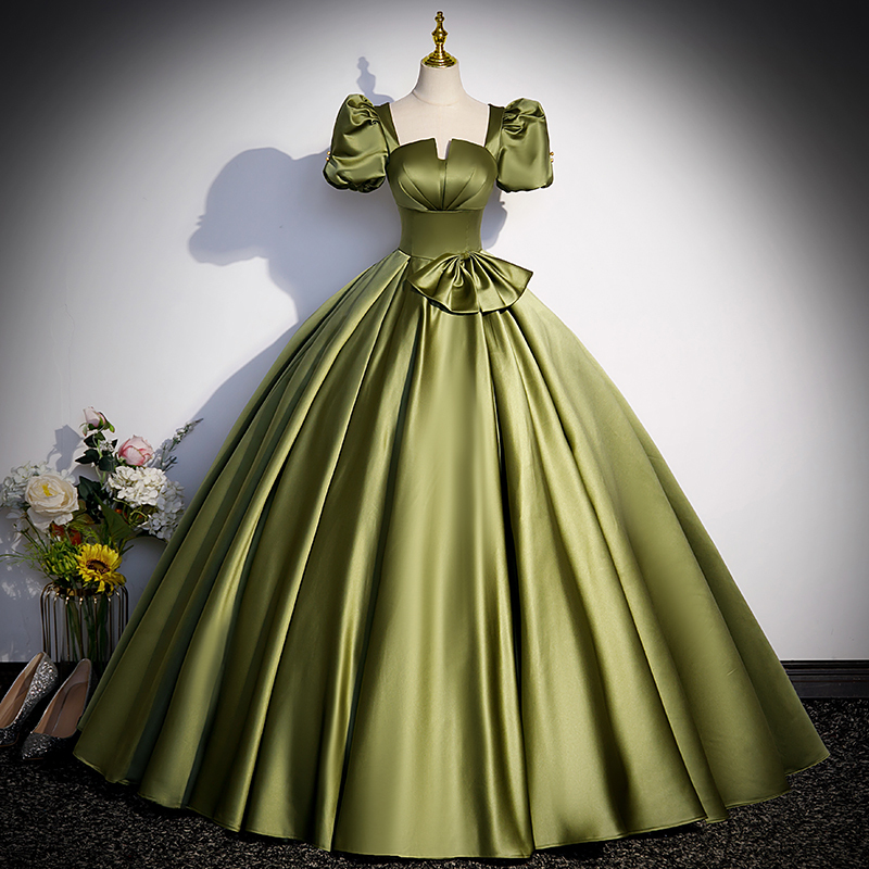 High-End Satin Evening Dress for Vocal Arts Exam, Bel Canto Solo Performance, Tutu Skirt, Host Dress, Women's Coming-Of-Age Ceremony