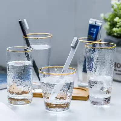 Simple golden glass mouthwash cup set wash cup couple Cup Cup tooth Bowl Cup creative transparent brush Cup
