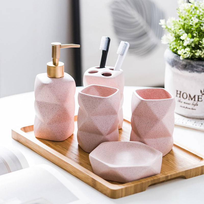 Simple ceramic wash bathroom four-piece set Nordic wash 4 pieces bathroom supplies gift set gargling cup