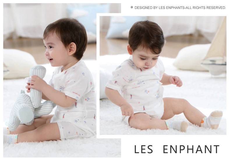 Liying quần áo trẻ sơ sinh mùa hè tay ngắn bướm nam và nữ jumpsuit cotton gạc 2019 - Áo liền quần