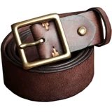 Ретро джинсы, латунный ремень, кожаные штаны, в американском стиле, из натуральной кожи