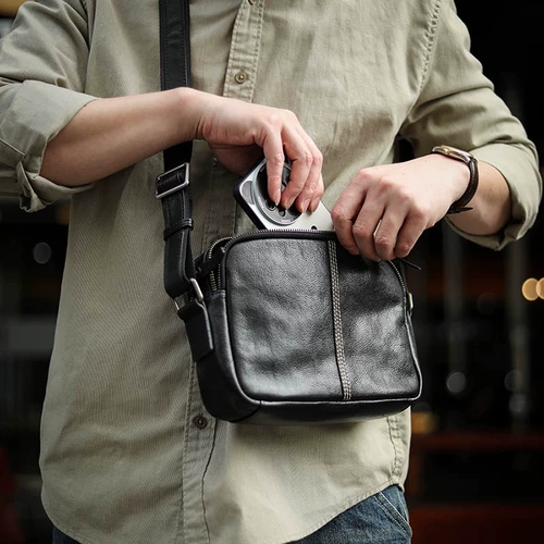 Оригинальная кожаная сумка на одно плечо, мобильный телефон, небольшая сумка, воловья кожа, из натуральной кожи