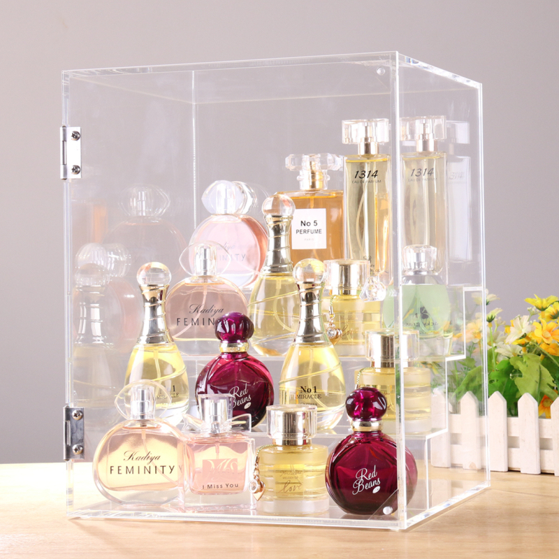 Large Stepped-Shaped Perfume Rack with Doors, Transparent Acrylic Cosmetics and Skin Care Product Storage Box, Dust-Proof Storage Box Large Stepped-Shaped Perfume Rack with Doors, Transparent Acrylic Cosmetics and Skin Care Product Storage Box, Dust-Proof Storage Box