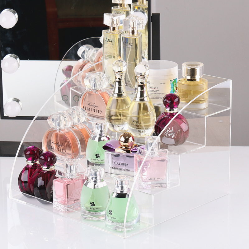 Transparent Acrylic Cosmetics Storage Box, Tiered Perfume Storage Box, Skincare Desktop Organizer Display Stand