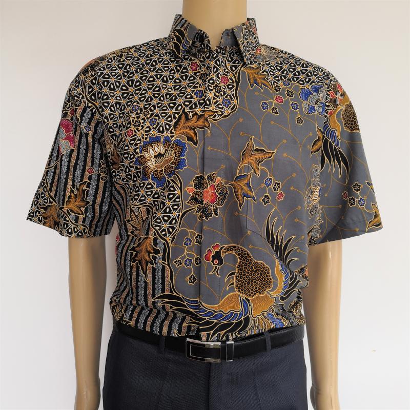 Indonesian Imported Business Fashion Trendy Comfortable Sarong Men's Short-Sleeved Floral Shirt Size 110-128