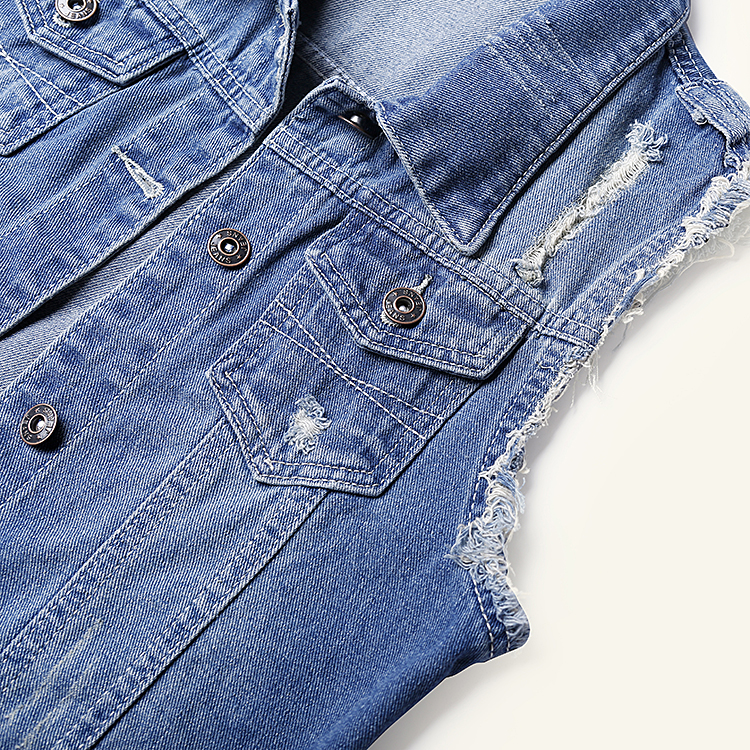 Mùa xuân và mùa thu Hàn Quốc của áo vest ngắn tay mỏng denim áo vest nữ vest mới bên ngoài áo khoác thủy triều shop quần áo nữ gần đây