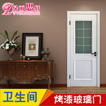 Simple Eu Toilet Door Solid Wood Glass Door Kitchen Door Toilet Door Bathroom Door Bathroom Door Baking Varnish Suit Door