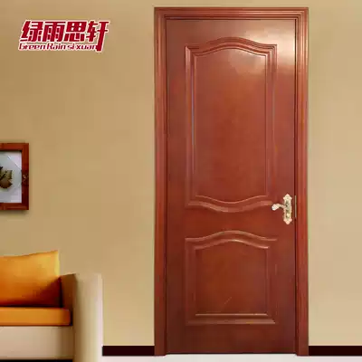 Green rain Sixuan solid wood composite convex large line water ash willow wood grain parquet pores wipe color bedroom wooden door package installation
