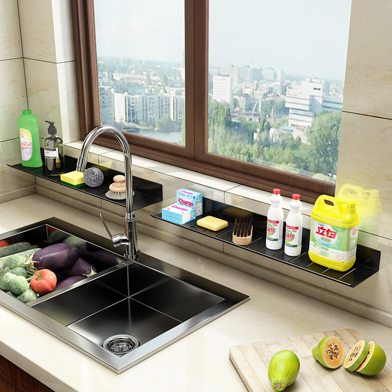 Kitchen shelf faucet to collect asphalt products walls hanging out-of-hole space aluminum dishwashing gear
