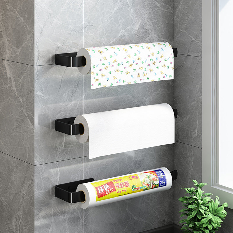 Kitchen Paper Towel Rack Paper Rack Free to punch integral cabinet Preservation Film Suction oil paper Drum Toilet Paper rack wall-mounted