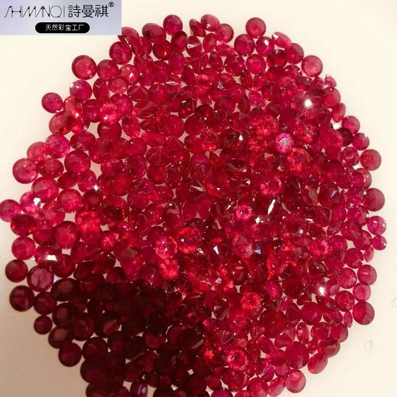 Poetry Manqi Natural no burn Myanmar ruby Round 2 Round 2 5 Round 3 Pigeon blood red inlaid with stone ear nail ring-Taobao