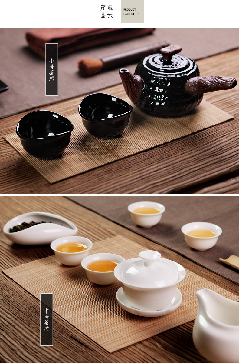 Thảm trà tre Kung Fu bộ trà phụ kiện khay trà pad coaster tre đơn giản Zen Nhật Bản bàn trà mat trà nghi lễ không bộ pha trà