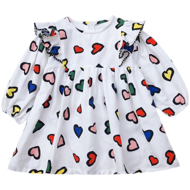 Girls printed long-sleeved foreign style dress 2023 new autumn clothes baby small fresh children's princess skirt lady