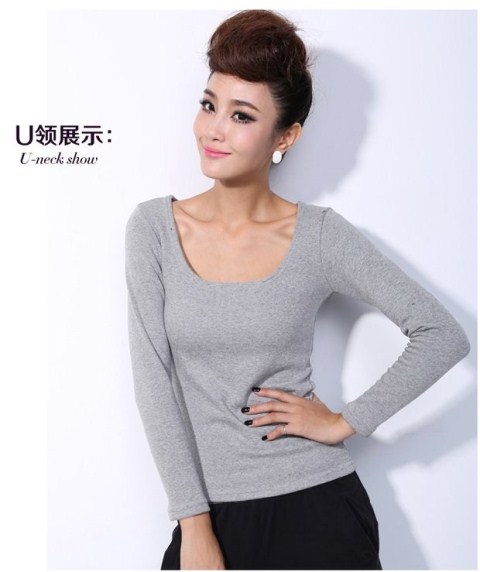Winter Plus nhung dày áo sơ mi cổ áo siêu mỏng cổ áo phụ nữ ấm ngọn Đồ lót vô hình lớn u vòng cổ - Áo ấm ao giu nhiet co lo nam