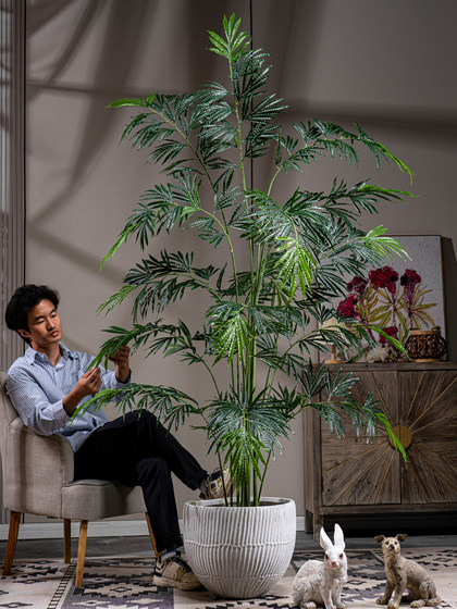 High-End Artificial Green Plant, Cycad Palm Floor-Standing Potted Plant, Landscaping Decoration, Artificial Plant, Living Room Ornamental Plant, Fake Tree