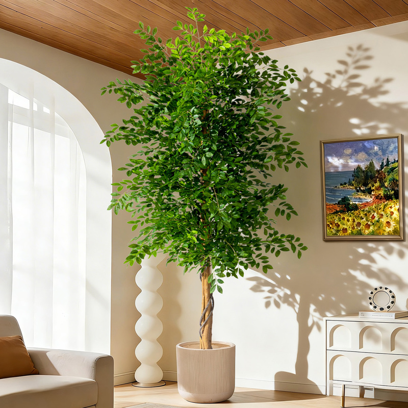 Large Artificial Plant Elm Tree Indoor Floor-Standing Potted Plant with a High-End Feel, Faux Olive Tree for Landscaping Decoration and Greenery