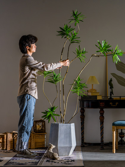Lily Bamboo Artificial Indoor Large Plant Living Room Fake Tree Floor-Standing Potted Plant Bionic Green Plant Decoration Landscaping Ornament