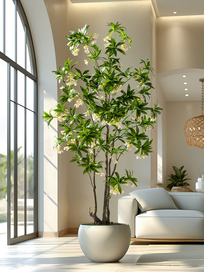 Simulated green plant, water stone ficus, large ornaments for landscaping, indoor bionic plants, fake flower trees, potted plants, living room floor decoration