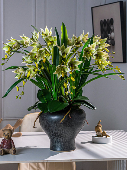 Phalaenopsis Artificial Flowers, Fake Flowers for Home Living Room Dining Table Floral Arrangements, High-End Realistic Plastic Floral Decorations