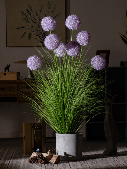 Reed Grass Artificial Flower Hydrangea Plastic Fake Flower Tree Green Plant Indoor Bionic Spherical Plant Decoration Landscaping Ornament