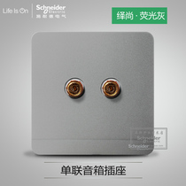 Schneider switch socket Yishang fluorescent gray dual audio single-link speaker socket audio plug