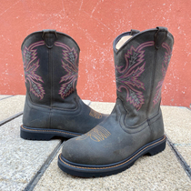 Retro Frosted Leather Solid Special Tooling Boots European And European High Bunch Steel Head Lao Shoes Cover Foot Safety Protection Shoes Riding Boots