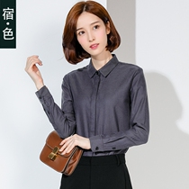 Sleeved long-sleeved womens shirt Spring and Autumn New Korean flannel Joker top polished solid color cotton shirt