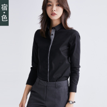 The black shirt womens long sleeve professional spring dress shirt slim tooling temperament high-end work clothes shirt