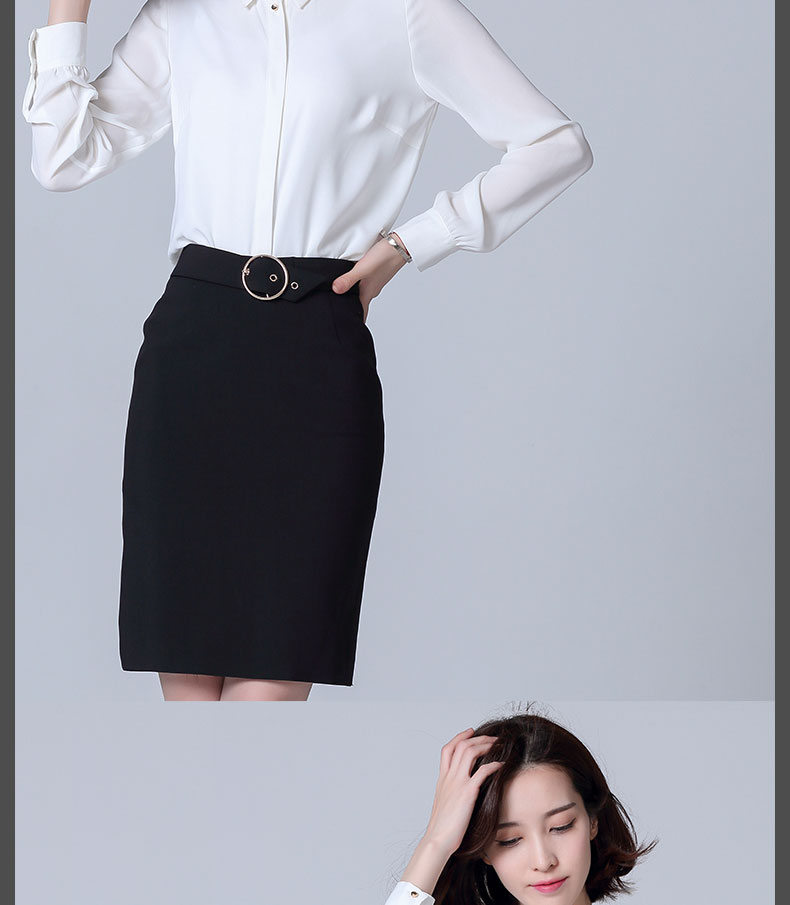 Áo sơ mi nữ màu đen mùa xuân và mùa thu mới chuyên nghiệp áo voan dài tay áo sơ mi Han Fan màu rắn kiểu áo sơ mi nữ