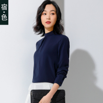 The color chiffon base shirt long sleeve small shirt womens new spring summer temperament OL shirt Korean version of chiffon shirt