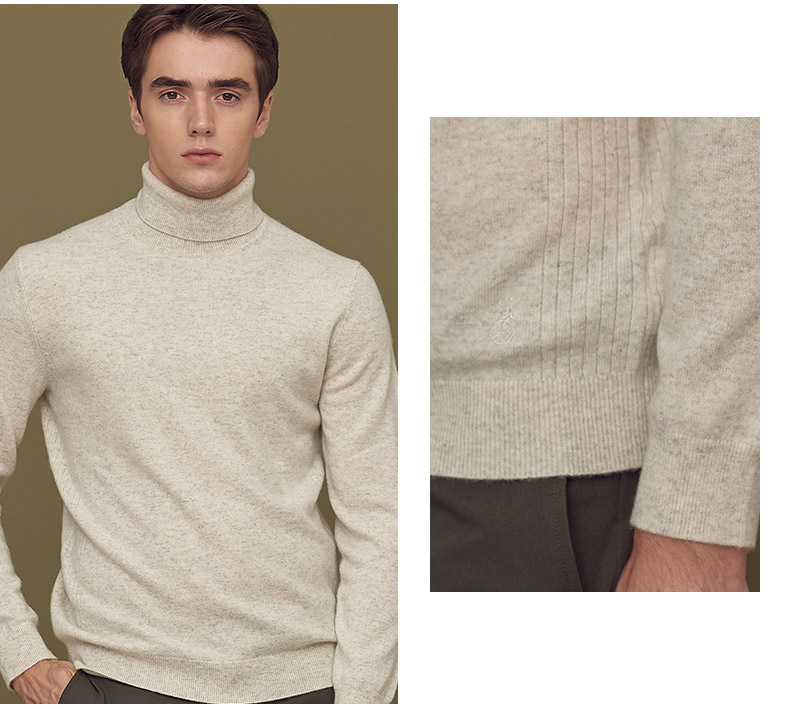 BEANPOLE Binbo Mùa đông mới cho nam áo len cashmere cổ cao màu rắn BC8X51A14 - Áo len Cashmere áo có cổ