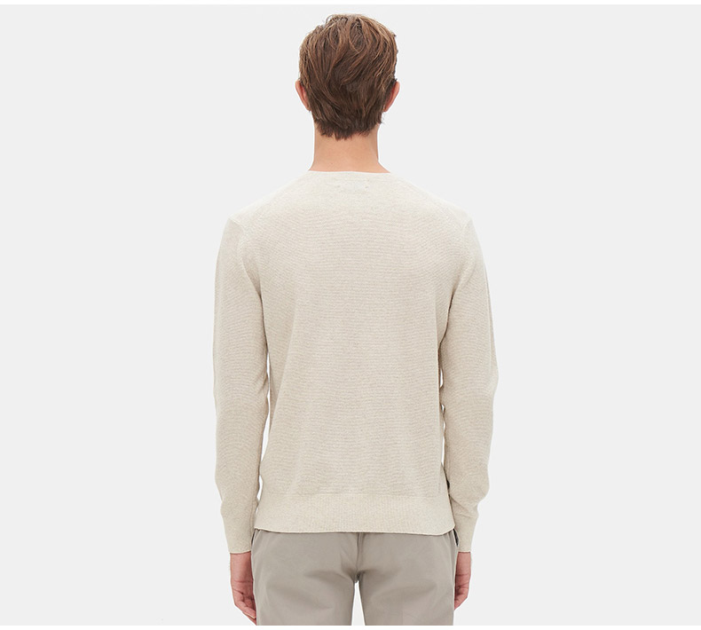 BEANPOLE Binbo nam cổ tròn màu rắn Hàn Quốc Slim cashmere đan áo len cardigan BC7851A05 - Áo len Cashmere áo cổ lọ nam