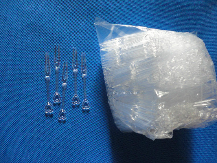 Disposable fork transparent fruit fork cake snack handle Two teeth fork about 500 Jiang Zhejiang Shanghai whole box