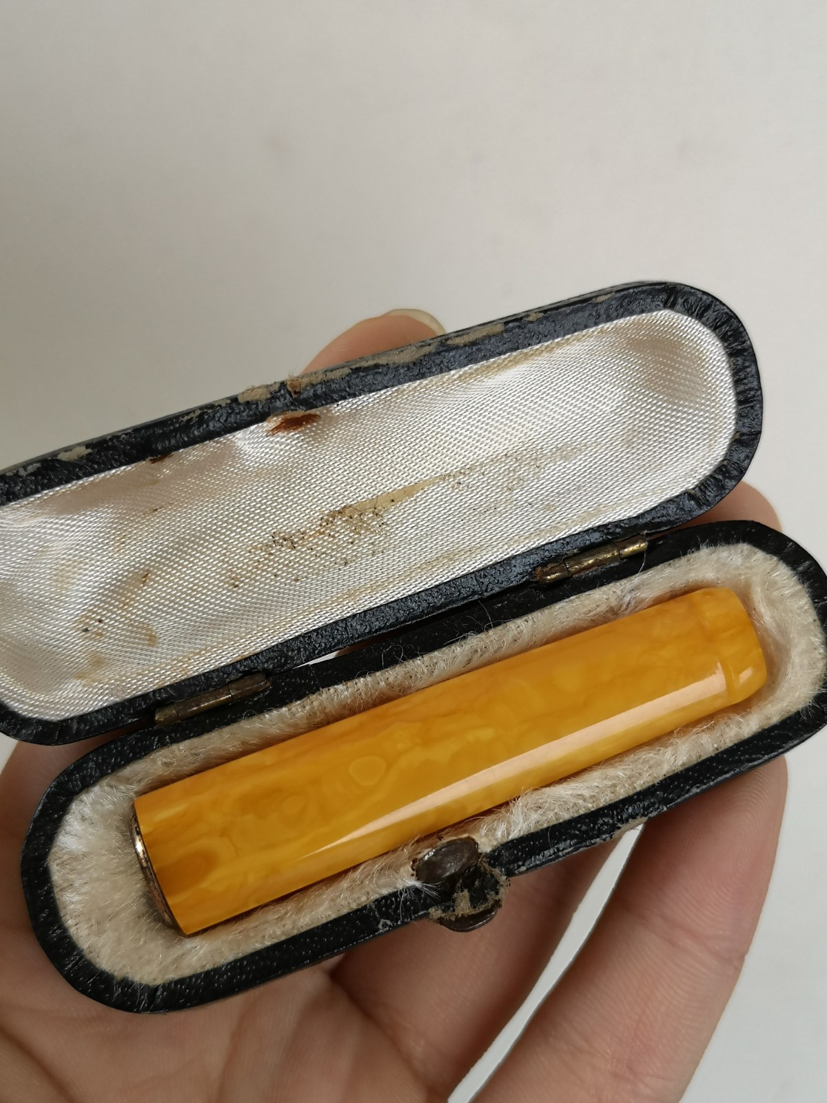 European antique old beeswax cigarette holder European old white wax cigarette holder with original box