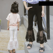 Girls pants 2021 new spring and summer Korean version of foreign fashion fashion children in big children White flared pants casual thin