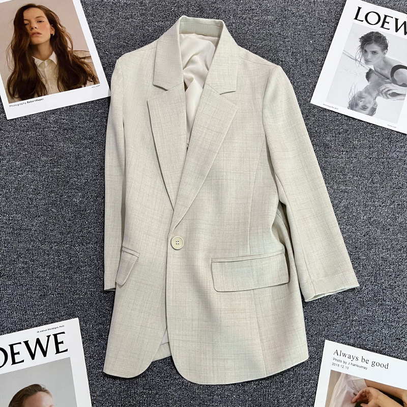 Off-White Cotton and Linen Blazer for Women, 2026 Summer New Style, High-End Fashion, Single-Button Casual Street-Style Suit
