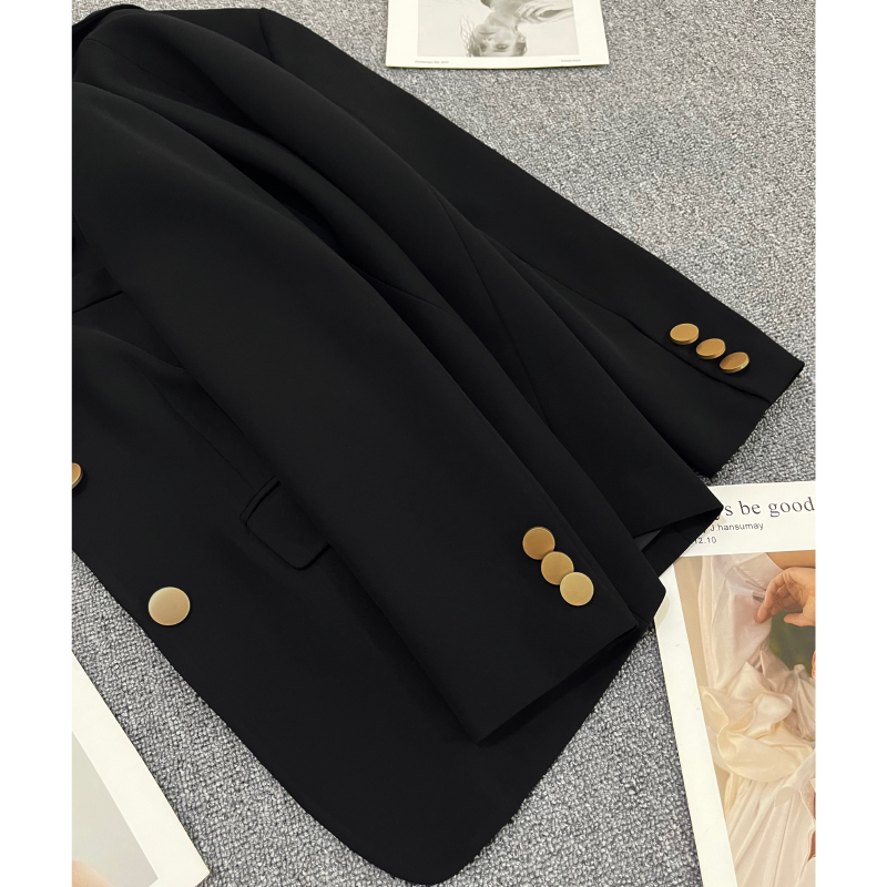 Black Metal Buckle Blazer for Women, 2026 Spring and Autumn New Style, High-End, Eye-Catching, Stylish, Casual and Versatile Suit Black Metal Buckle Blazer for Women, 2026 Spring and Autumn New Style, High-End, Eye-Catching, Stylish, Casual and Versatile Suit
