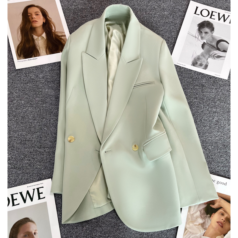 Light Green Blazer for Women, 2026 Spring and Autumn New Style, Single-Breasted, Korean Version, Trendy and Unique Design, Niche Suit
