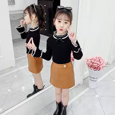 Girl Spring and Autumn Sweater 2020 new Korean version of foreign school children little girl pullover knitted base shirt tide