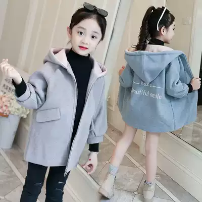 Girls' autumn and winter coat 2020 new foreign style Korean version of the child thick tweed dress Princess woolen coat