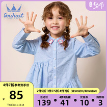 Water boy childrens clothing girls long-sleeved cotton shirt 2021 autumn new comfortable fashion casual showy polka dot top trend