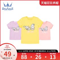Baby girls short sleeve T-shirt 2021 summer dress new leisure children Children Baby round neck shirt
