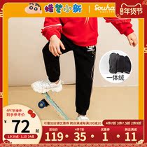 Childrens clothing girls pants 2021 new winter clothes big children plus velvet loose comfortable sports pants childrens trousers