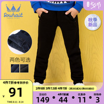 Water boy pants boys plus velvet sweatpants 2021 new one-piece velvet thickened casual pants fashion knitted trousers