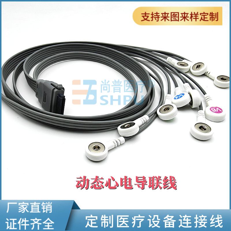 适用博英BI-9800记录盒连接线理邦SE-2012动态盒心电图机导联线