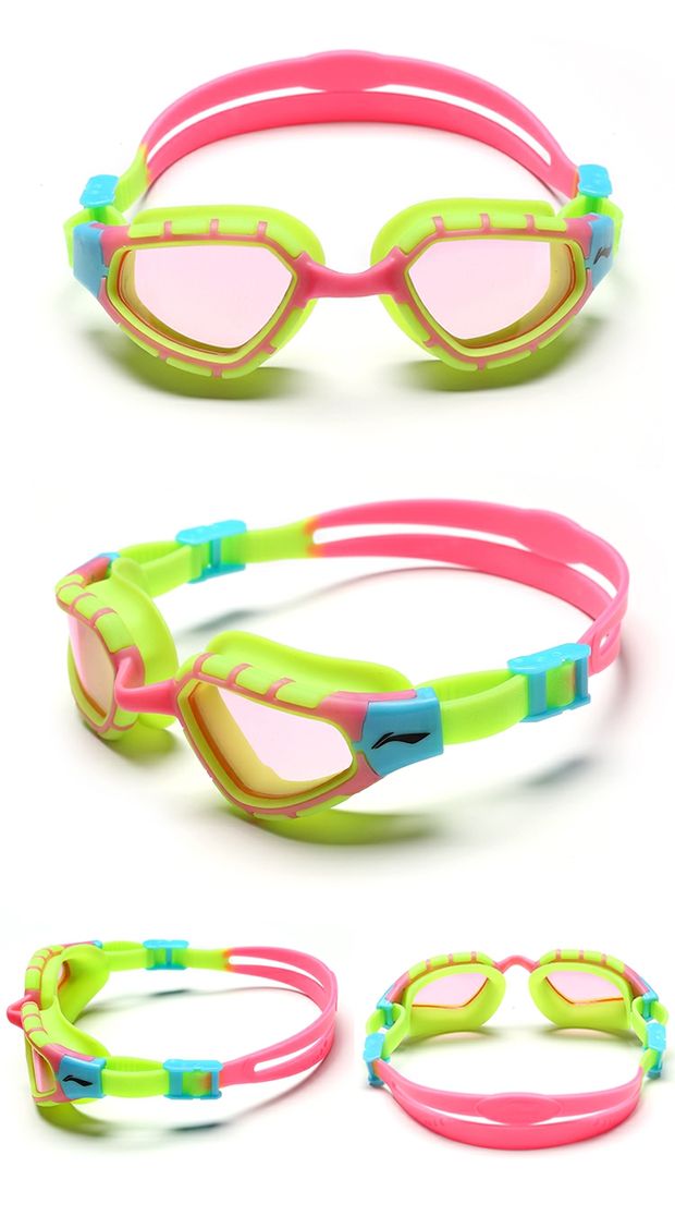 Kính râm trẻ em Li Ning bé trai và bé gái HD chống sương mù thanh niên chống nước hộp kính lớn - Goggles kiếng bơi